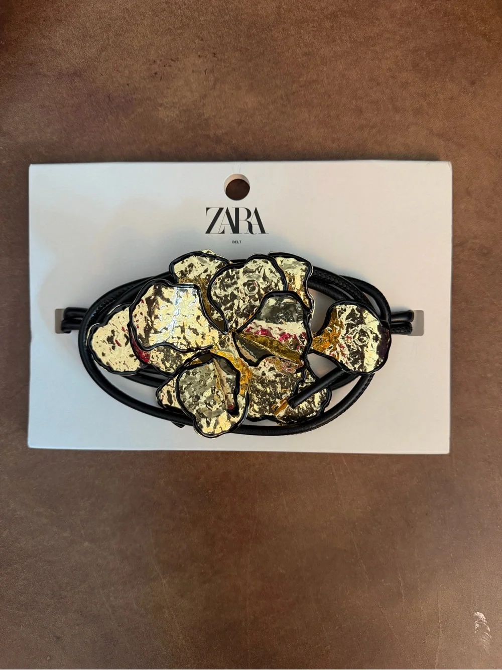 NWT Zara 3D Metal Flower Cord Belt